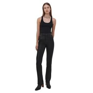 Jonathan Simkhai NWT Amelia Straight Leg Denim in Black Coated Size 32